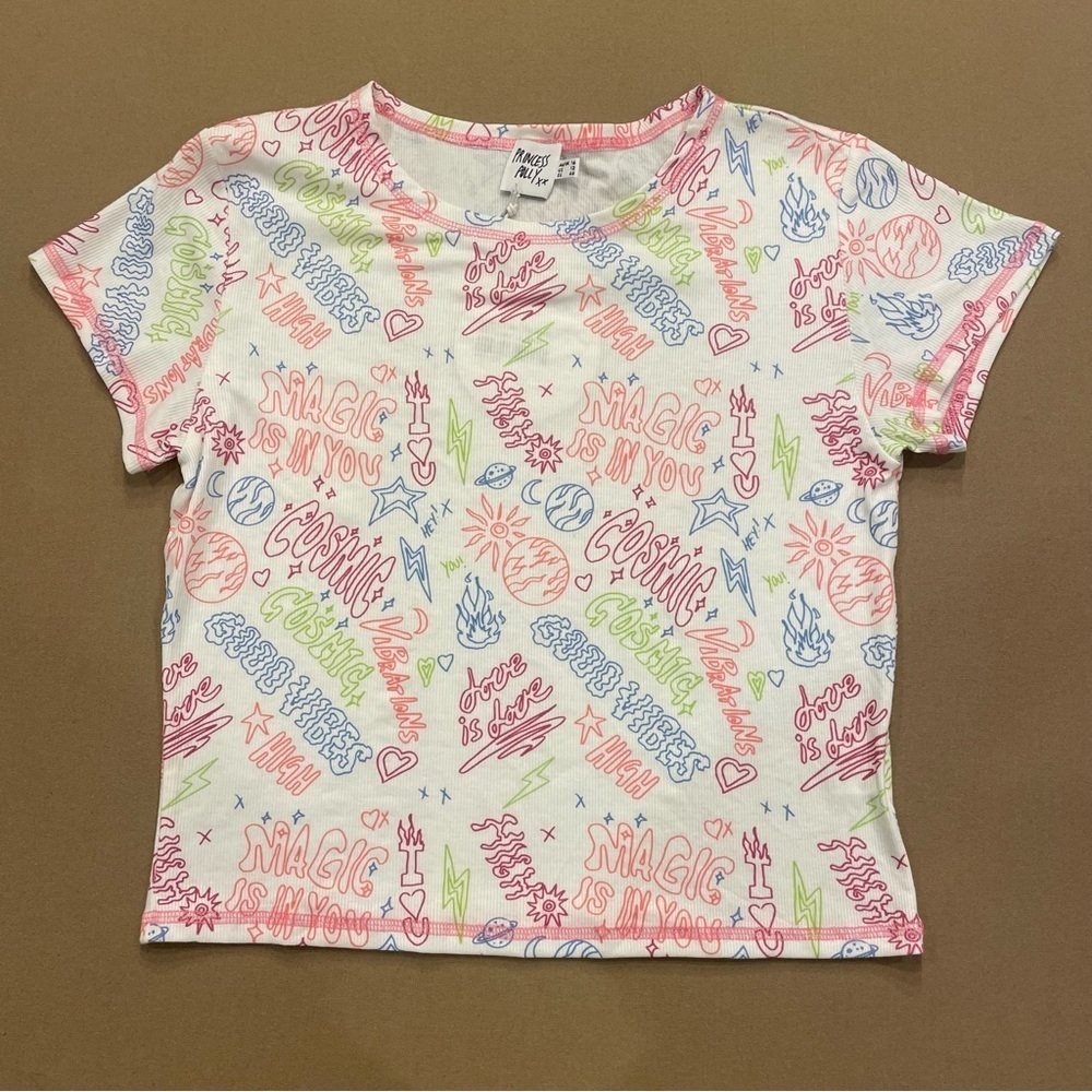 Princess Polly Cosmic Girl Ribbed Cropped Tee Size 12 New With Tag